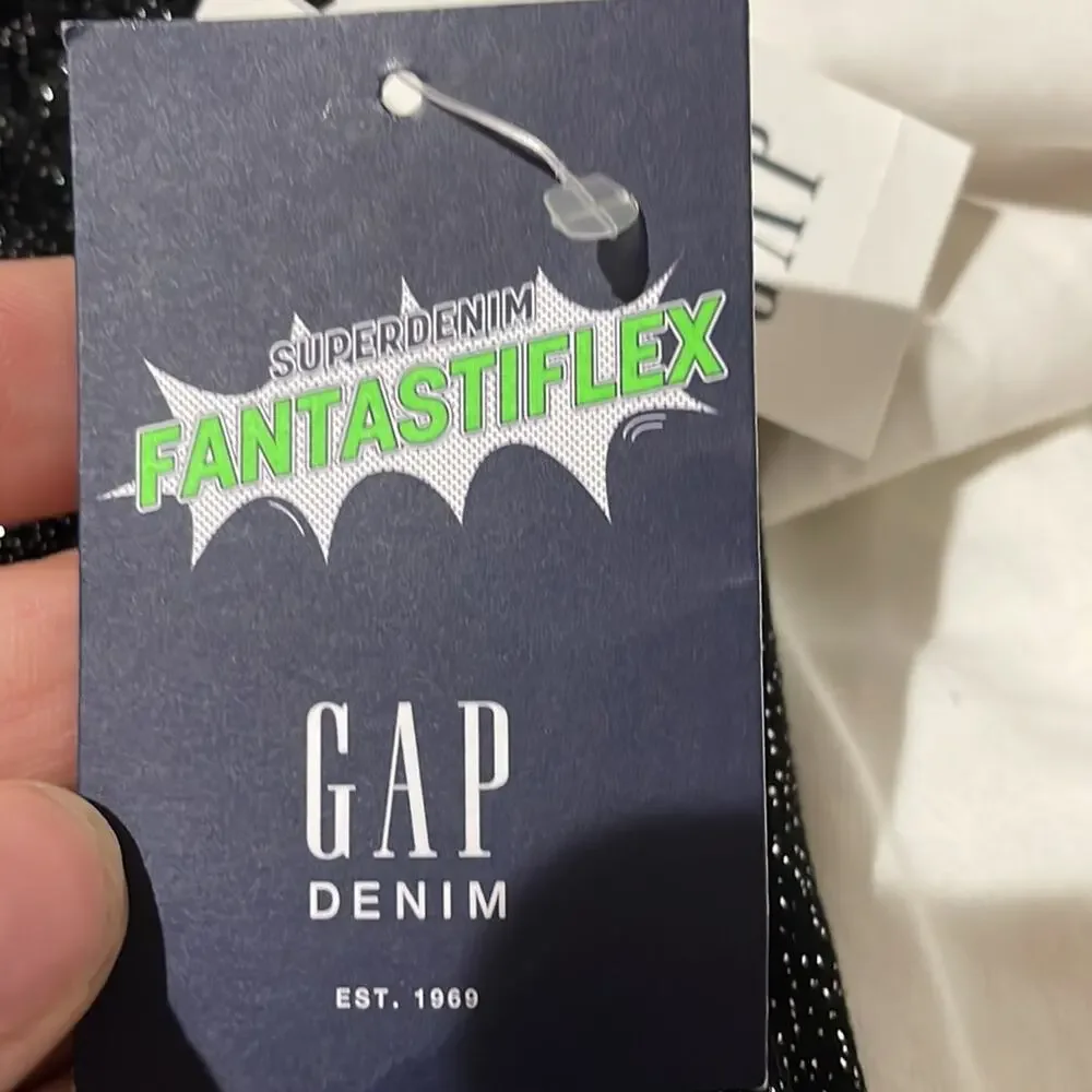 Gap 5 black shimmer denim fantastiflex stretch comfort elastic waste jean nwt
